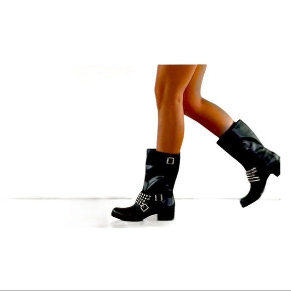 BCBGeneration Halen Black Stud Buckle Zipper Boot - Picture 5 of 12